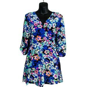 NEW! Yumi Kim Silk Romper Floral Blue Pink Shorts Jumpsuit Casual - S